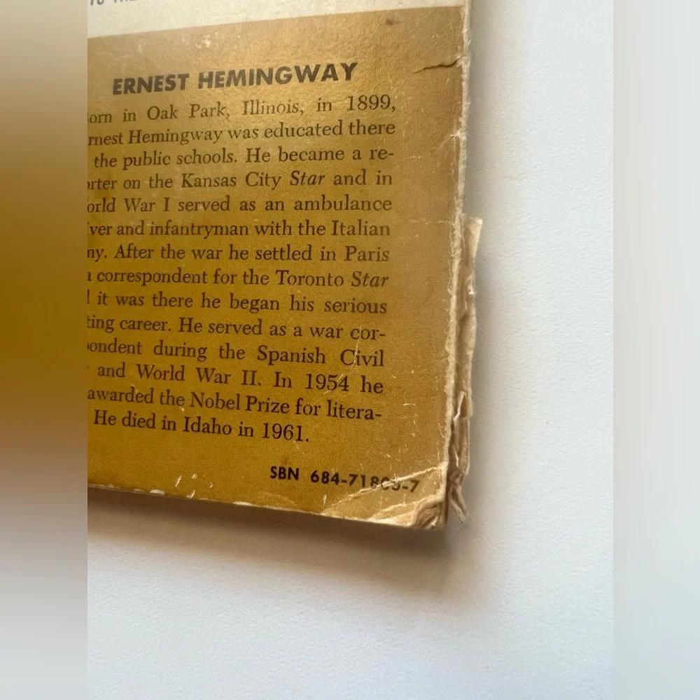 Vintage 1952 paperback edition of The Old Man and the Sea by Ernest Hemingway